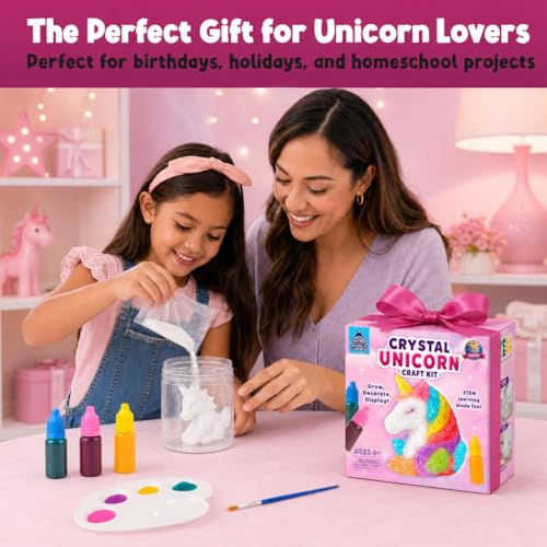Crystal Growing Kit STEM Project for Kids Ages 8-12, Crystal Making Experiment for Girls, Grow Your Unicorn Crystal, Fun Summer Vacation Science Kit, Birthday Gifts for Kids Ages 6 7 8 9 10 11 12 - color: Unicorn Crystal