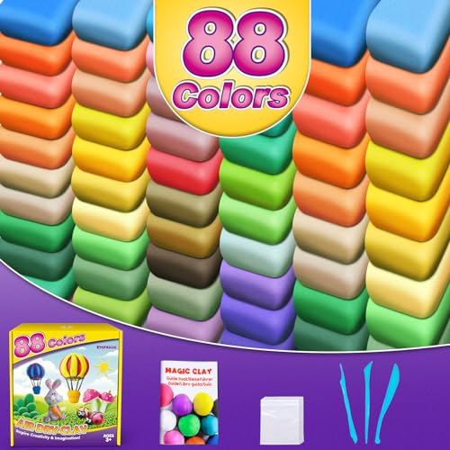 ESSENSON Air Dry Clay 88 Colors, Modeling Magic Clay for Kids, DIY Molding Craft, Gift for Kids - color: 88 Colors