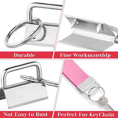 Key Fob Hardware Set, Shynek 50PCS Lanyard Key Fob Hardware 1 Inch with Key Fob Pliers Tool for Keychain and Wristlet Clamp Hardware Supplies - color: Silver