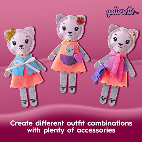 qollorette Felt Sewing Kit for Children, Make Your Own Kitty Toy, Kids' Craft Kit - Make A Friend Sew Kit - Beginner Sewing Kit for Kids, Learn to Sew & Play - color: Kitty