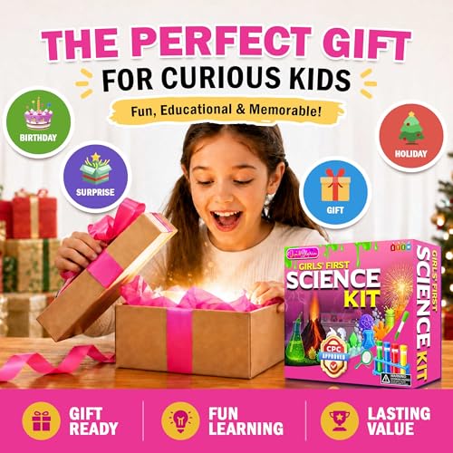 Jim&Gloria Science Kit for Kids, Science Experiments for Kids Ages 5-7 & 8-12, STEM Educational Toy, Chemistry Set with Volcano Experiments, Birthday Gift for Boys & Girls, Hands-On Learning Activity