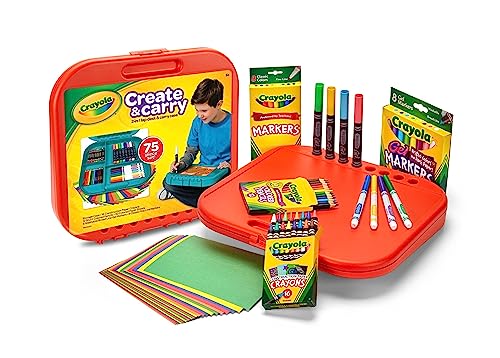 Crayola Create 'N Carry Travel Art Set for Kids (75pcs), 2-in-1 Lap Desk & Carrying Case, Essential Art Supplies Kit, Spring Crafting, Gift for Kids - style: Art Set