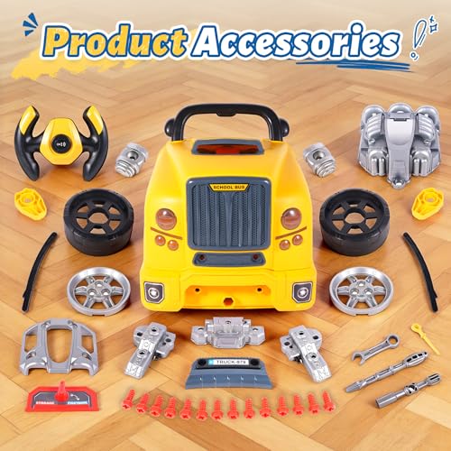 Interactive Truck Engine Toy with Removable Parts - Lights,Sounds,Ages3-5 - color: Yellow