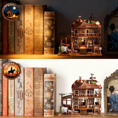 NookMaster Book Nook Kit with LED Light DIY Miniature Dollhouse for Adults - color: Cowboy Saloon