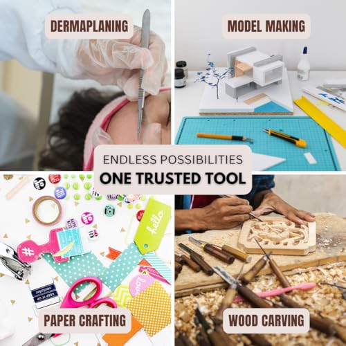 105 Pack Hobby Knife, 100 Replaceable Spare Blades #10, Clamping Pliers, Trimming Scissors, Blade Remover with Multipurpose Storage Case for Stenciling DIY Art, Craft, Scrapbooking, Cutting, Carving
