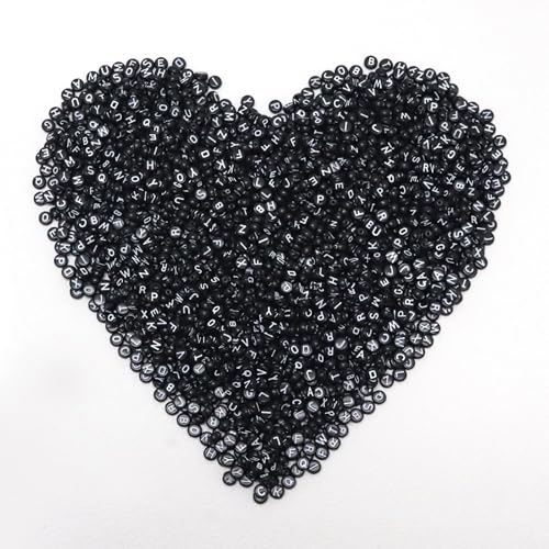 YMSDZHL Alphabet Beads A-Z 1300Pcs Letter Bead for Bracelet Jewelry Making - color: White Black