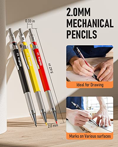 Nicpro 16 Pack Mechanical Carpenter Pencil Set with 42 Refill & Scribe Tool