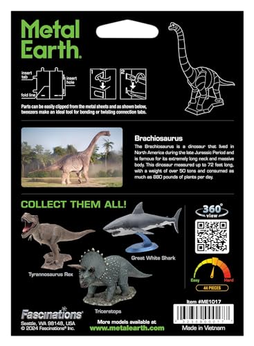 Metal Earth Brachiosaurus Dinosaur Color 3D Metal Model Kit Fascinations