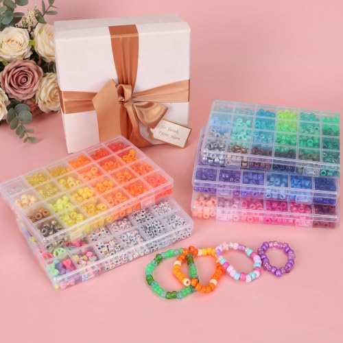 QUEFE 5 Boxes 96 Colors 3300pcs Pony Beads Bracelet Making Kit - color: 96 colors