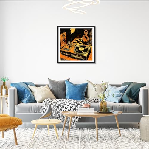 HEIBAGO Vintage Vinyl Record Diamond Art Kits for Adults, Diamond Painting Kits for Adults Beginners, 5D Full Drill Round Diamond Art Painting, DIY Diamond Dots for Adult for Home Wall Decor 12 x 12In - color: Vintage Vinyl Record