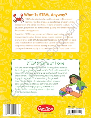 Evan-Moor Smart Start STEM Workbook, Grade 1, Science, Technology, Engineering, Math, Hands On Activities, Problem Solving, Critical Thinking, Fine Motor Skills, Sequencing, Animals, Homeschool