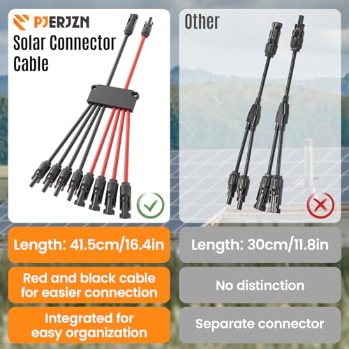 Solar Panel Connector 8 to 2 Solar Y Branch Connectors PV Panels Parallel Connectors Kit Adapter Waterproof Wire Plug Tool for Solar Panel(1 Pcak MF/FFFFMMMM) - color: 1 Pack, size: 8 to 2