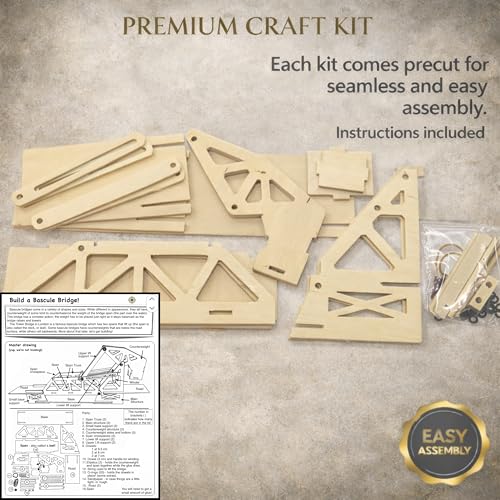 Pathfinders STEM Kit – Bridge Building Kit | Wooden Mechanical Engineering Toy | Strauss Bascule Bridge 3D Puzzle | Educational Science & STEM Project