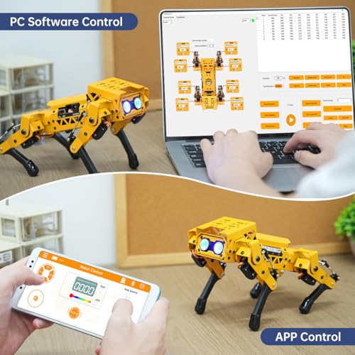 MechDog Robot Dog for Arduino Python Scratch microbit Starter Robot Kit AI Vision Voice Interaction, Self-Balancing Object/Command Recognition & Tracing Bionic Quadruped STEM Programming Science Set