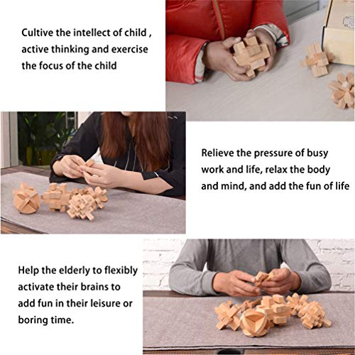 Brain Teaser Puzzle 20Pcs Unlock Interlock Game IQ Test Wooden Toy 3D Unlock Interlock Puzzle Magic Ball Brain Teaser Toy Puzzles for Adults