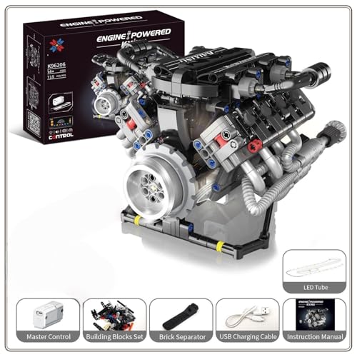 V8 Engine Building Kits that Runs with Motor & APP Controls,715+Pcs
