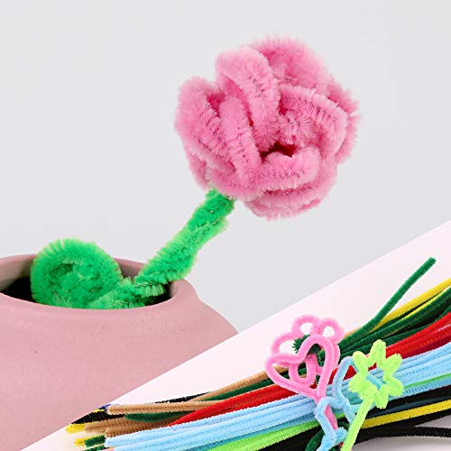100 Pieces Pipe Cleaners Craft Chenille Stem Pink Pipe Cleaners - color: Pink