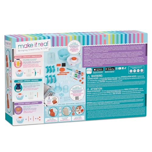 Make It Real: Mini Pottery Studio Deluxe Set - DIY All-in-1 Sculpting Craft Kit, All Skill Levels, Miniature Clay Projects, Kids Girls & Tweens Age 8+ - style: Deluxe