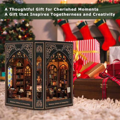 NookMaster Book Nook Kit with LED Light DIY Miniature Dollhouse for Adults - color: Classical Library