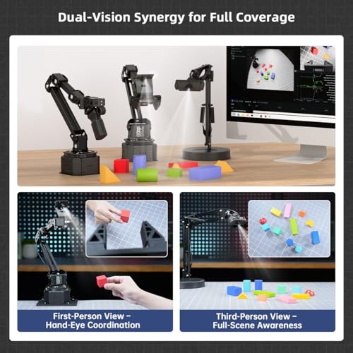HIWONDER AI Robotic Arm Kit Compatible for LeRobot SO-ARM101 Embodied AI Imitation Learning VLA Model Development Open Source 6-Axis Full Metal Robot Arm with AI Vision & Remote Control, Advanced Kit