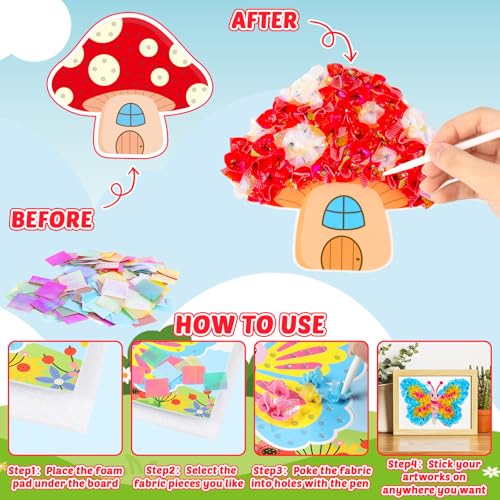 Lonfliness 8 Pcs Spring Poke in Craft Kits for Kids Mess Free DIY Art - style: Spring