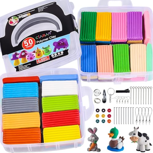 CiaraQ 50-Color Polymer Clay Oven Bake Modeling Kit - color: 50 Colors