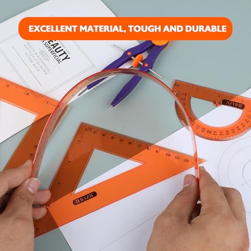 BAZIC Products 4-Piece Geometry Set with Compass, Ruler & Protractor - size: 1-Pack
