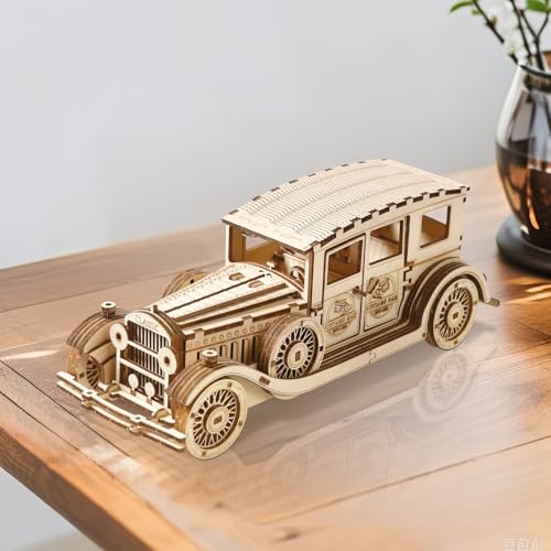 3D Wooden Puzzles for Adults, DIY Vintage Car Model Building Kit
