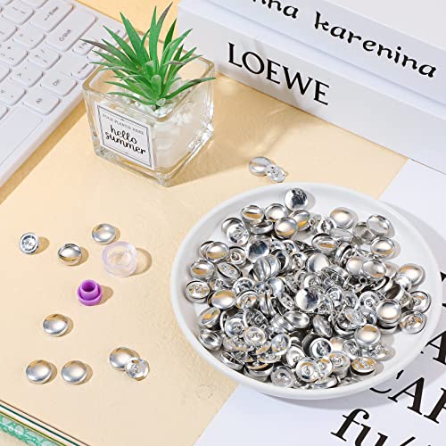 100 Sets Cover Buttons Kit with Tools Size Buttons to Cover Self Cover Buttons with Wire Backs DIY Fabric Cloth Cover Buttons (Size 24/0.59 Inch) - size: Size 24 / 0.59 Inch