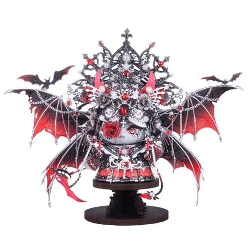 MU 3D Metal Puzzles for Adults Magnetic Interchangeable Cat Head Puzzle Vampire Dark Queen Kitty with 2 Base, Spooky Puzzle Metal Models Kits Building, DIY Sets Cat Lover Owner Gifts Collectibles - style: Vampire Queen
