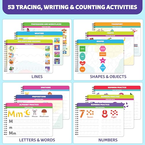 Preschool Workbook, 53 Learning Activities, Educational Kids Toy Ages 3-5