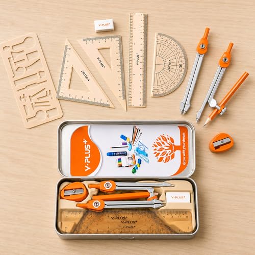 YPLUS Geometry Set, Protractor and Compass Set for Students, 11Pcs (Pack of 2) - size: 1 Count (Pack of 22)