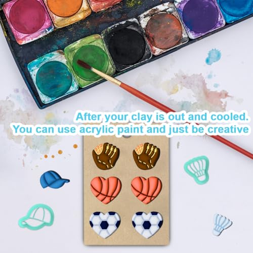 14Pcs Sports Heart Polymer Clay Cutters Golf Basketball Football Clay Earrings Cutters Rugby Hat Cute Polymer Clay Cutter for Jewelry Earrings Making Birthday Party DIY Supplies - style: Ball games
