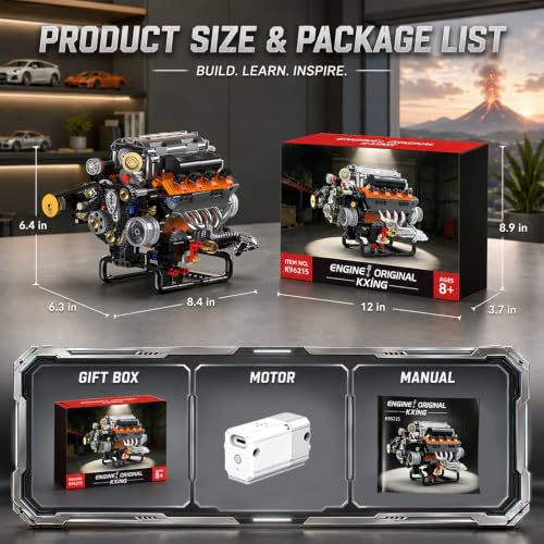 V8 Engine Model Kit, 767 PCS Mini Car Engine Building Sets