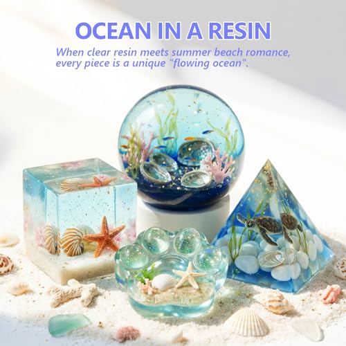 KISREL Epoxy Resin Kit 8OZ with Molds, 12 Glitter & Tools for Beginners - size: 8oz Resin Kit