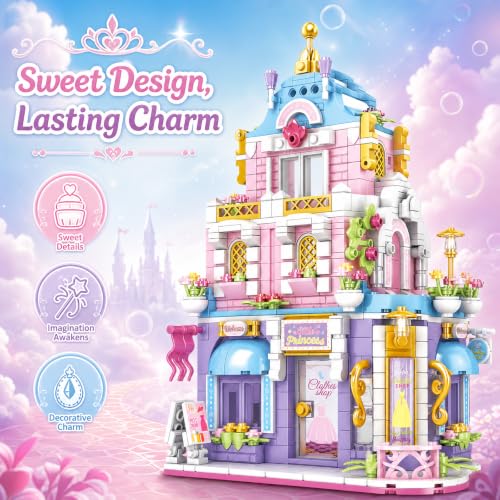 City Street View Building Blocks, Modular Architecture Model - color: Pastel Dream