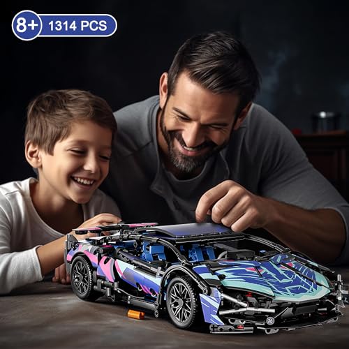 1:14 Remote Control Race Car Building Sets with Lights for Adults - style: RC Car with LED