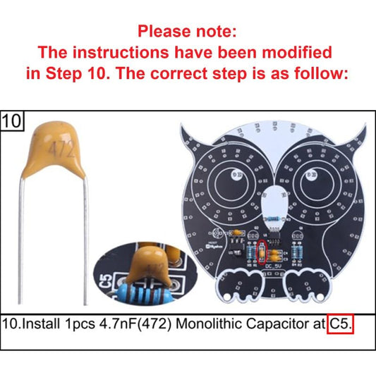 Halloween LED Owl Soldering Kit, ICSTATION Touch Control Owl Light Soldering Training Kit With 3 Light Modes Brightness Adjustment Soldering Project for Adults College Students Solder Education