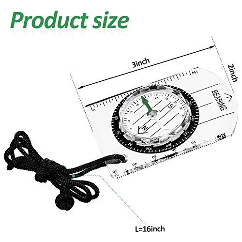 BBTO 9 Pieces Orienteering Compass Hiking Backpacking Camping Compass Map Reading Outdoor Waterproof Tool for Scout Kids Women