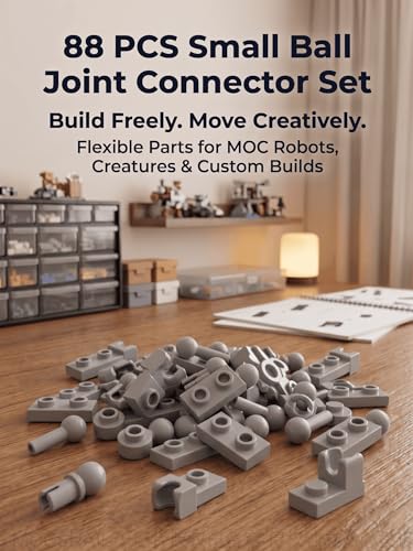 88 PCS Small Ball and Socket Joints Pieces Compatible with Lego Pieces, Light Gray 10 Sizes Ball Joint Socket Connectors, Figure Limb Building Blocks Bulk, Universal Joint Axle MOC Parts - color: Lightgray