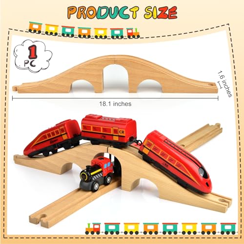 Mototo 1 Pack Wooden Train Track Bridge Wooden Train Accessories Wood Track Bridge Wood Railroad Pieces Expansion Set Collection Addition to Most Railway for Operation Christmas Shoebox Birthday Gift - color: 1 Pack, size: 18inch Bridge