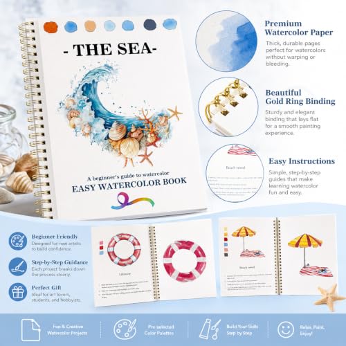 Watercolor Workbooks Coloring Book Beginner Friendly Painting Kit - color: The Fall, size: with Palette