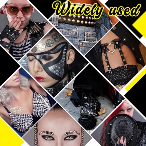 RYKOMO 354 Sets Punk Spikes and Studs Kit,Metal Tree Spikes Studs 8 Sizes, Cone Spike and Studs Rivets for Leather Craftsmanship, Punk Style Clothing, Jackets, Shoes, Belt Bags, Dog Collars