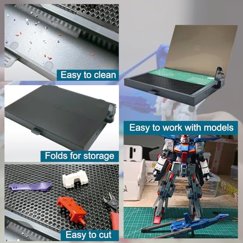 Gundam Model Kit Tools, Portable Worktable for Model Building, Work Table with Movable Drawer, Pliers Rack, Display Version, Dual Craft Cut Mat, Suitable for Cut and Grind Assembly,KJ018 - size: KJ018