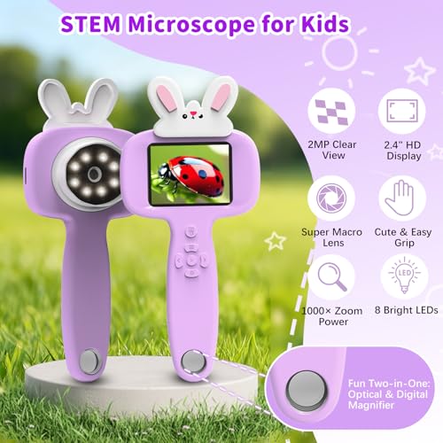 BLACKROOT Microscope for Kids, 2.4" Handheld Digital Pocket Microscope - color: Purple