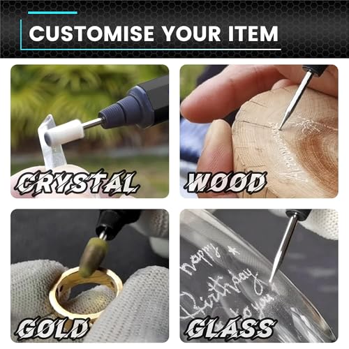 AM ARROWMAX Mini Engraving Pen, HollowCup Motor, 42 Bits with Aluminum Case, OLED, Magnetic Charge, Mini Cordless Rotary Tool, Engraving Pen for Bead, Metal, Wood, Glass and Plastic (SGS),Black - color: Standard-black