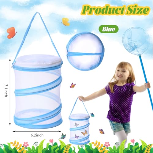 Sherr 10 Pcs Mini Butterfly Habitat Cage Mesh Foldable Insect,Blue - color: Blue