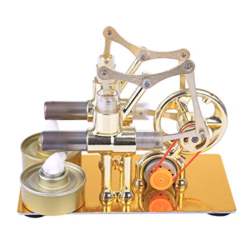 Stirling Engine Model Kit, Metal Hot Double Cylinder Heat Steam Power Stirling Engine Kit with Light Bulb, Sterling Engines Set, Home Decor Christmas Birthday Gift for Adults - style: Type 8