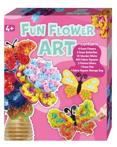 MUNDIDO Poke in Fun Art Flower Bouquet, Mess Free Paper Craft Kits for Kids, DIY Creative Activity Gifts for 6 7 8 9 10 Year Old Girls, Birthday Gifts for Girls Boys Age 5-12