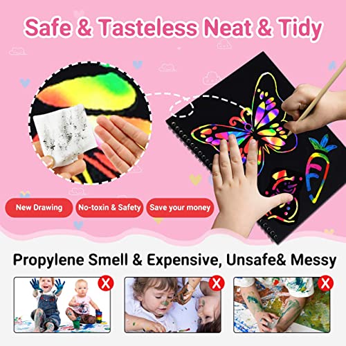 ZMLM Scratch Paper Art-Crafts Gift: 2 Pack Rainbow Notebooks Supplies Toys - color: Yellow